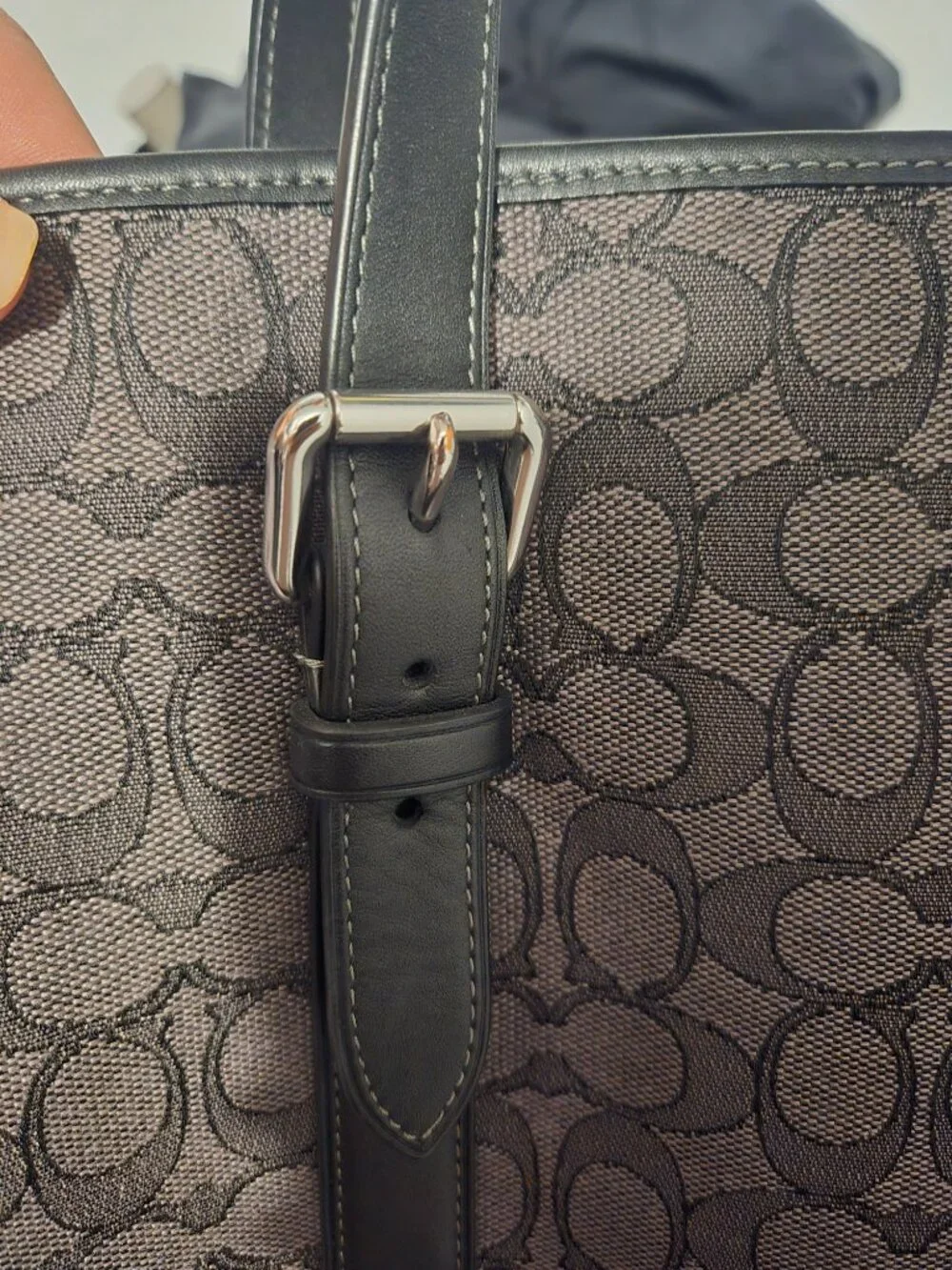 COACH CR325 Sprint Tote Bag in Signature Jacquard Silver/Charcoal/Black
